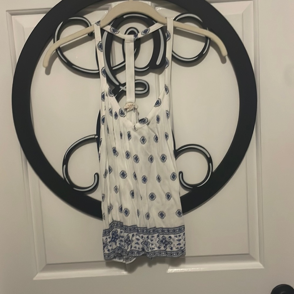 White and blue design tank top